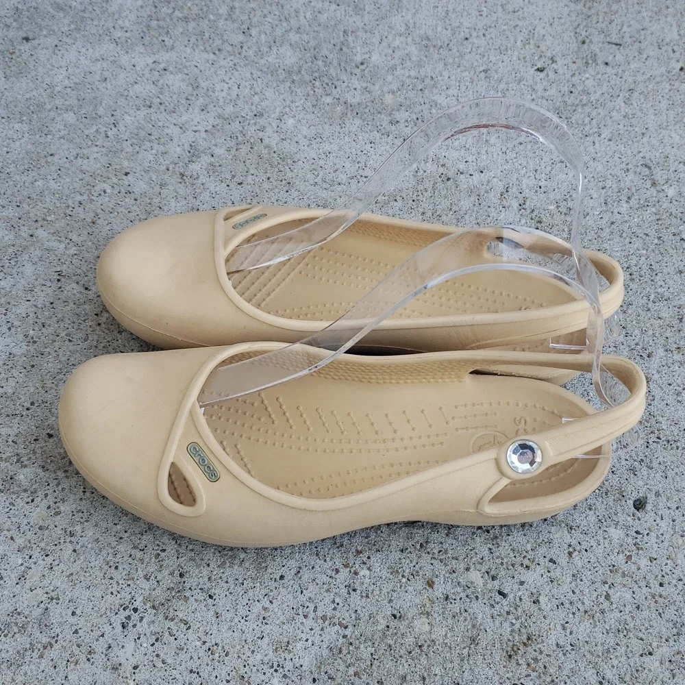 Crocs Womens Olivia Slingback Iconic Comfort Shoes Size 7 Lightweight Neutral
